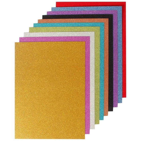 Glitter Foam Sticker Sheet A4 (10pc Pack) - Mix Color