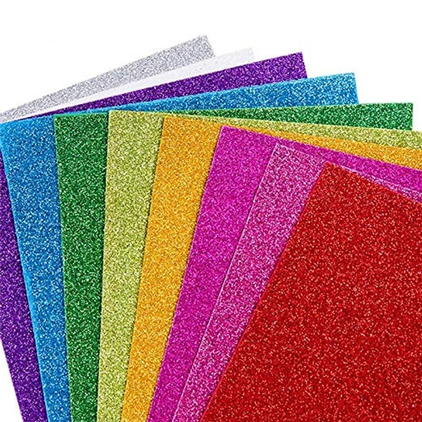 Glitter Foam Sticker Sheet A4 (10pc Pack) - Mix Color