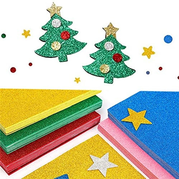 Glitter Foam Sticker Sheet A4 (10pc Pack) - Mix Color