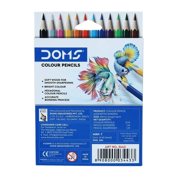 Doms Pencil Color Half (MRP-30) - 12 Color Set