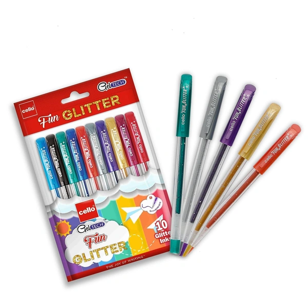 Cello Geltech Glitter Pen 10 Color ASS Set