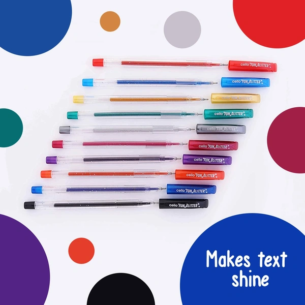 Cello Geltech Glitter Pen 10 Color ASS Set