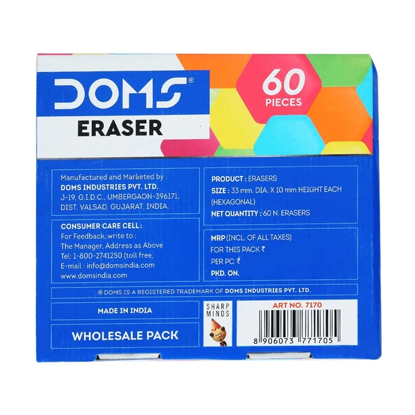 Doms Neon Hexa Eraser 5 MRP