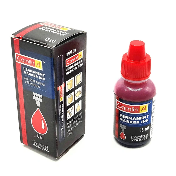 Camlin Permanent Marker Ink 15ML (25 MRP) - Red