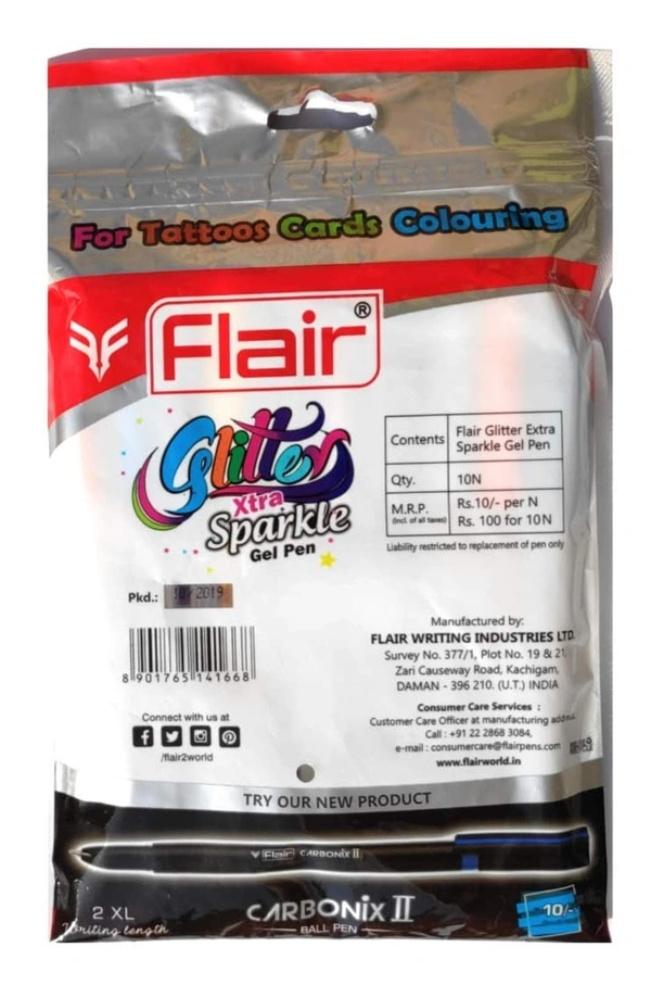 Flair Glitter Pen 10 Color Set (ASS)