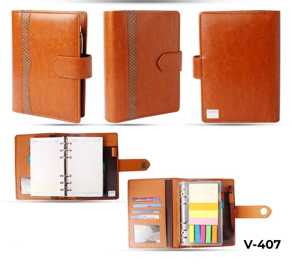 V-407 Diary 2023 A5 Small Organizor Prem Pu/Thermo W/ Sticky Pad + Pen + Spl Box