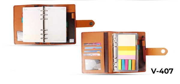 V-407 Diary 2023 A5 Small Organizor Prem Pu/Thermo W/ Sticky Pad + Pen + Spl Box