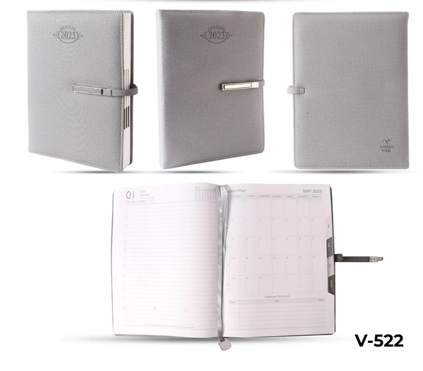 V-522 Diary 2023 B5 Nescafe Fabric W/Prem Lock & Box