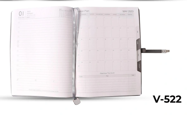 V-522 Diary 2023 B5 Nescafe Fabric W/Prem Lock & Box