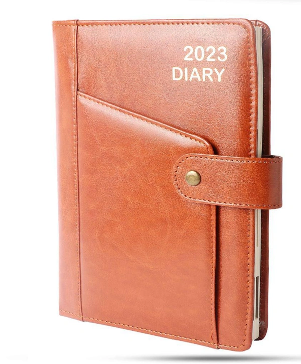 V-505 Diary 2023 A5 1 Dt. PU W/Button & Pocket