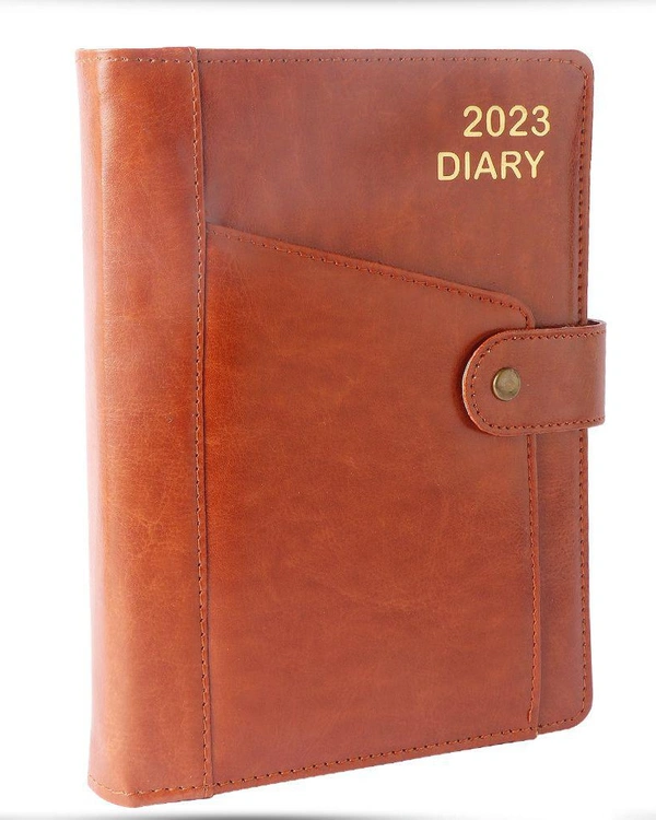V-505 Diary 2023 A5 1 Dt. PU W/Button & Pocket