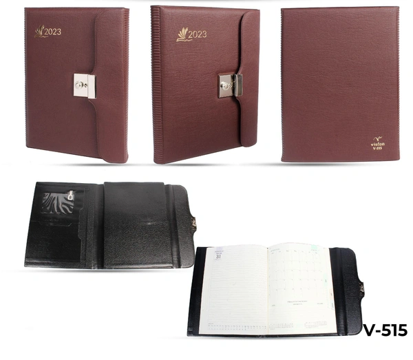 V-515 Diary 2023 B5 Nescafe Key Lock Folder Brown