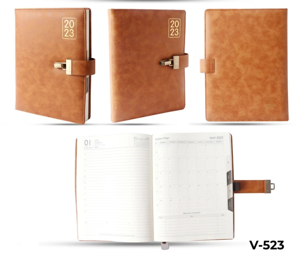 V-523 Diary 2023 B5 Nescafe PU W/Prem Lock & Box