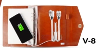 V-8 Diary Folder with 8000 mAh Power Bank and Phone Stand W/ Wireless Charger
