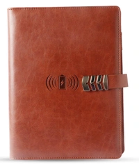 V-3 Diary Folder with 8000 mAh Power Bank and Phone Stand W/ Wireless Charger