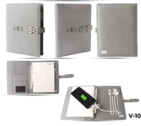 V-10 Diary Folder with 8000 mAh Power Bank and Phone Stand & Wireless Charger