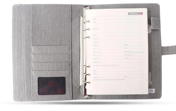 V-10 Diary Folder with 8000 mAh Power Bank and Phone Stand & Wireless Charger