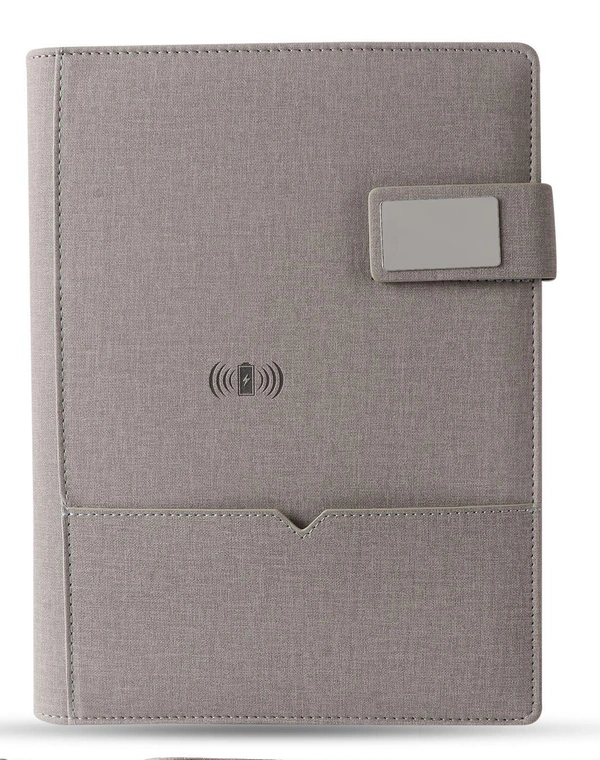 V-9 Diary Folder with 8000 mAh Power Bank 16 GB USB & Wireless Charger