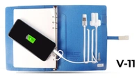 V-11 Diary Folder with 8000 mAh Power Bank 16 GB USB & Wireless Charger