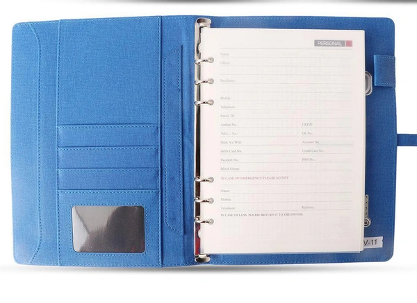 V-11 Diary Folder with 8000 mAh Power Bank 16 GB USB & Wireless Charger
