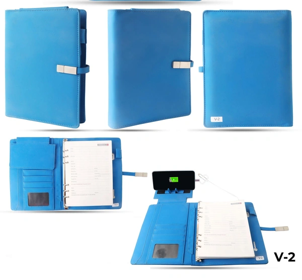 V-2 Diary Folder with 8000 mAh Power Bank and Phone Stand & 16 GB USB
