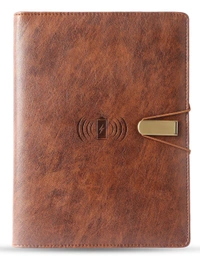 V-4 Diary Folder with 8000 mAh Power Bank 16 GB USB & Wireless Charger