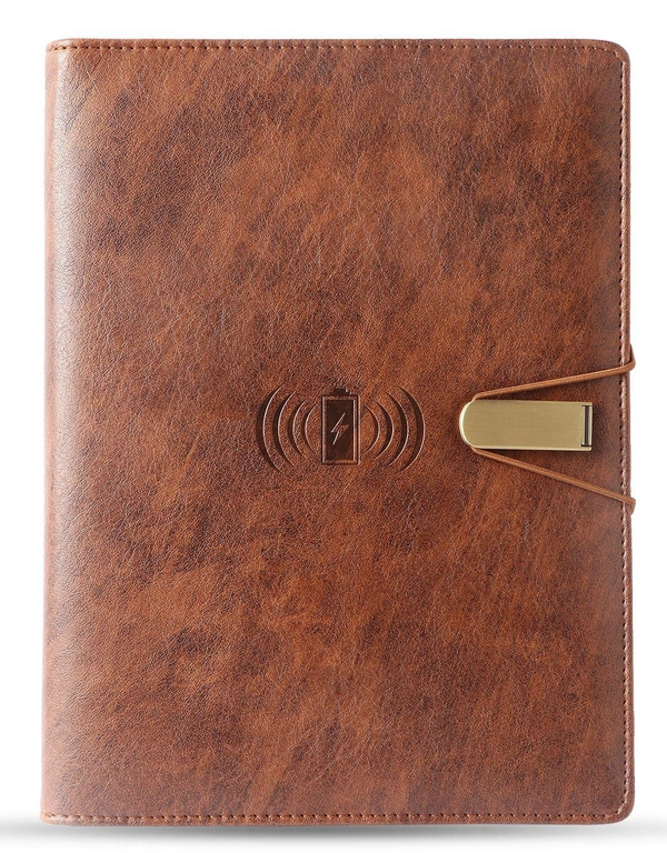 V-4 Diary Folder with 8000 mAh Power Bank 16 GB USB & Wireless Charger
