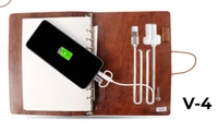 V-4 Diary Folder with 8000 mAh Power Bank 16 GB USB & Wireless Charger
