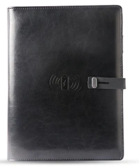 V-6 Diary Folder with 8000 mAh Power Bank and Phone Stand & Wireless Charger
