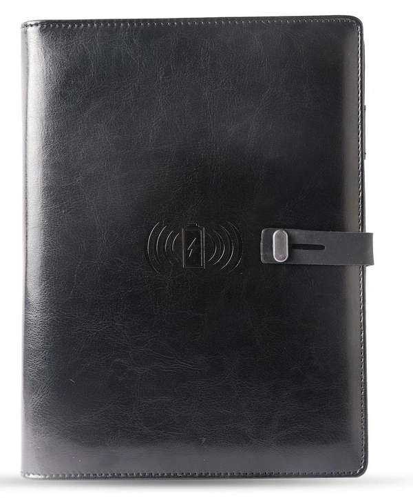 V-6 Diary Folder with 8000 mAh Power Bank and Phone Stand & Wireless Charger