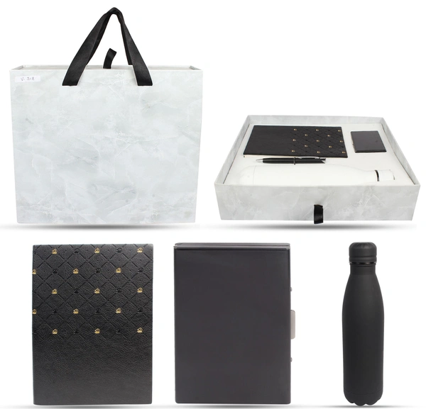 V-918 Gift Set W/ V-704+ Pen+ Card Holder+ Flask White Marble Box