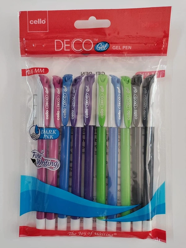 Cello Deco Gel Pen (Pack of 10) - Blue