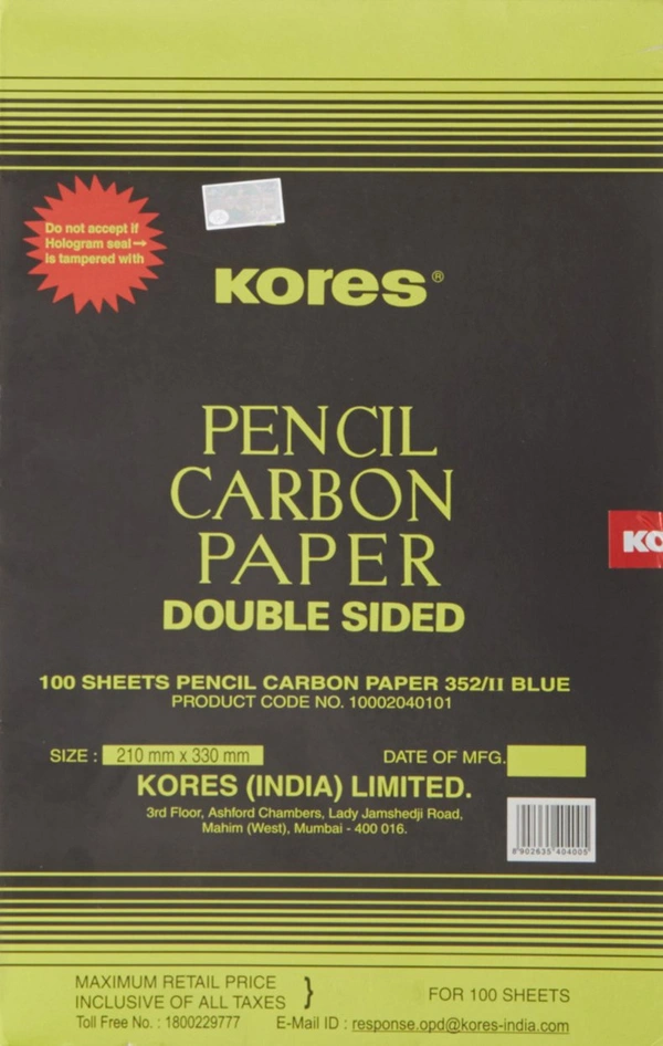 Kores Carbon Paper Double Sided (100 Sheets) - Blue