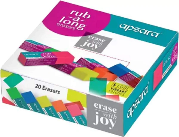 Apsara Rub a Long Eraser 2 MRP (20pc)