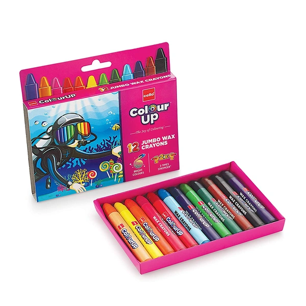 Cello ColourUp Wax Crayons Jumbo 12 Shades