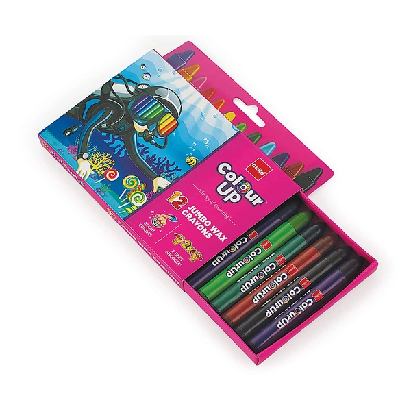 Cello ColourUp Wax Crayons Jumbo 12 Shades
