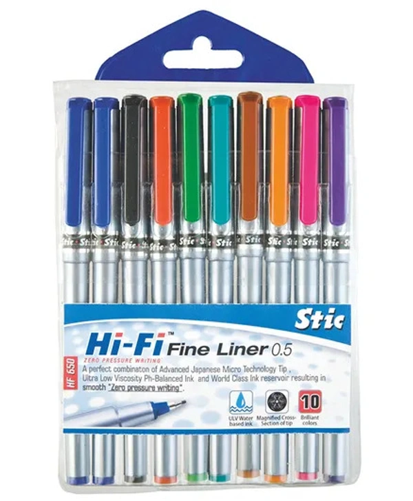 Stic Hifi Pen 0.5mm Colorset (10 Color Set) 