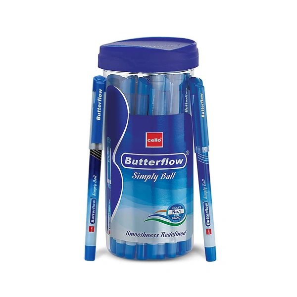 Cello Butterflow Simply Ball Pen (25pc Jar) - Blue