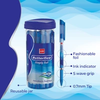 Cello Butterflow Simply Ball Pen (25pc Jar) - Blue