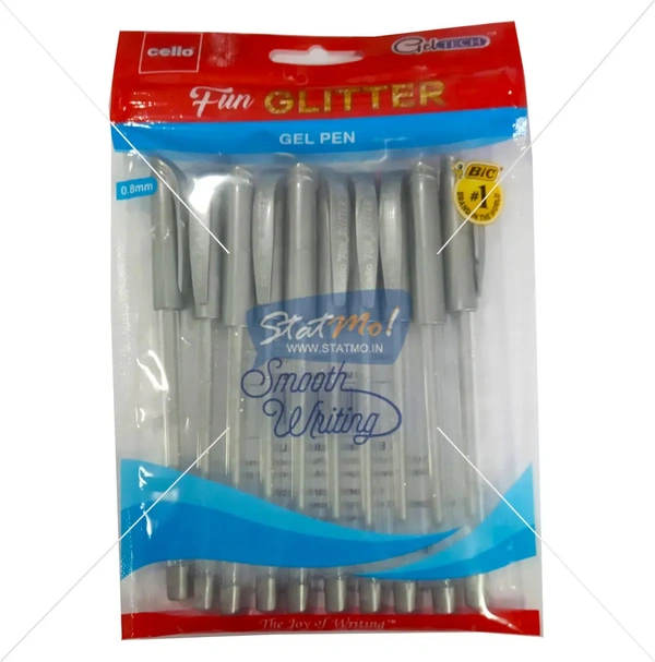 Cello Geltech Glitter Pen (10pc Pack) - Red