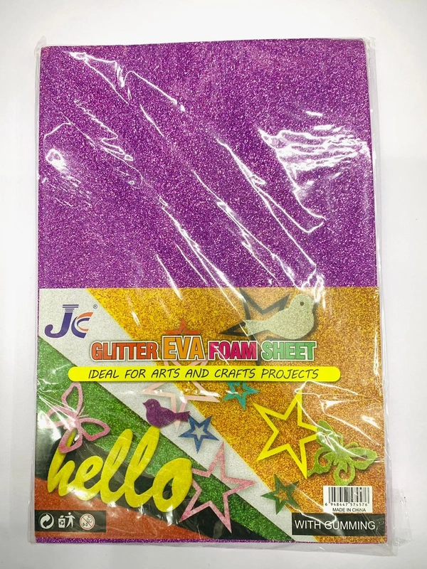 Glitter Foam Sheet A4 Gumming 10 Sheets (Purple)