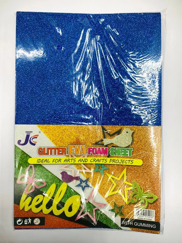 Glitter Foam Sheet A4 Gumming 10 Sheets (Dark Blue)