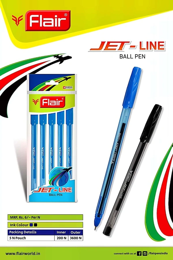 Flair Jetline Ball Pen (5pc) Blue