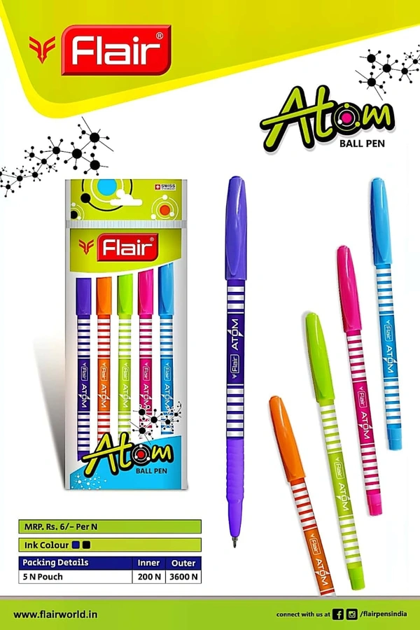 Flair Atom Ball Pen (5pc) Blue - Blue