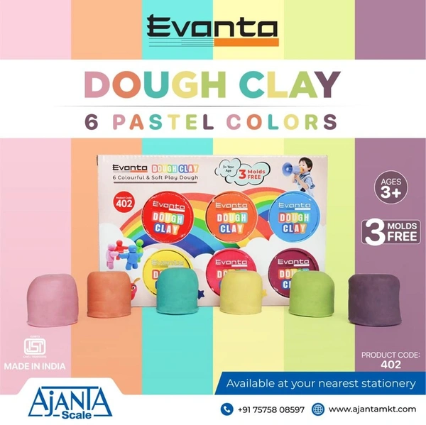 Evanta Dough Clay No-401 (6 Dabbi Pack)