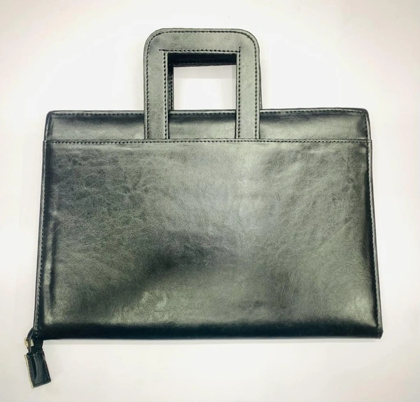 Leatherette Material Professional File Folders for Certificates, Documents Holder with 20 Leafs (Size-B/4) 20 Leaf Handle Bag - Black