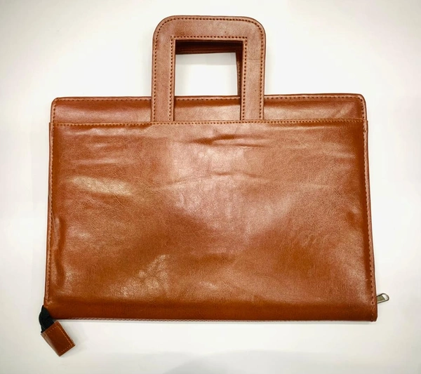 Leatherette Material Professional File Folders for Certificates, Documents Holder with 20 Leafs (Size-B/4) 20 Leaf Handle Bag - Tan Brown