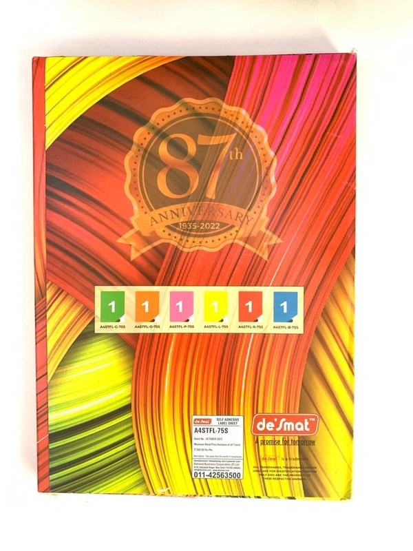 Desmat A4ST-1 (75 Sheets) Sticker Label Sheet Pack - Red