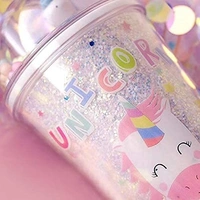 Unicorn Acrylic Sipper Tumbler with Straw 600ml Unicorn Design Bottle with Sparkle and Fancy Sipper for Girls Best Gift Multicolor