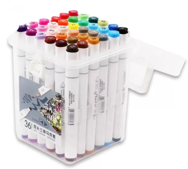 Dual Tip Colorful Alcohol Art Markers with Broad Chisel and Fine Round Tip for Manga Anime Drawing Illustrations & Fashion Designing (Pack of 36 Unique Color)